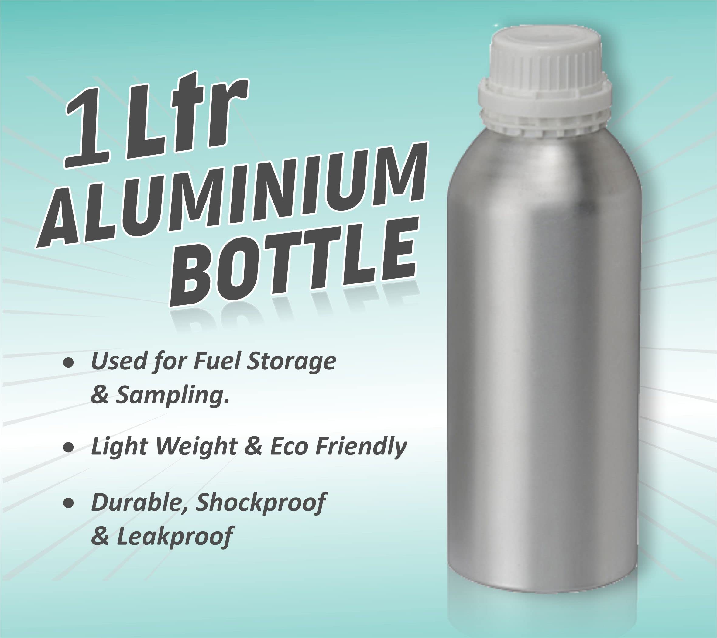 Aluminum bottle 1000 ml for storing essential, perfumes and alcoholic solutions with tamper-evident cap